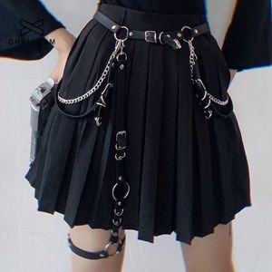 Riemen vrouwen riemen met ketting punk gotisch pu lederen harajuku harnas been riemen lichaam taille riem jk jurk jeans bondage tailleband 383 z0223