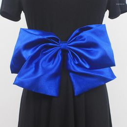 Riemen vrouwen grote satijnen boog elastische taille brede stretch bowknot riem voor shirt jurk