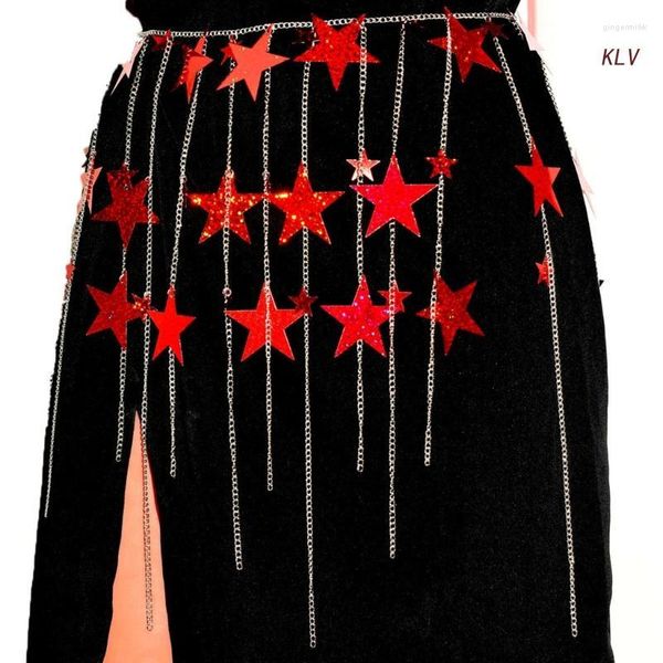 Ceintures Femmes Chaîne de carrosserie Star ceinture de taille longue danse du ventre à gland pour les accessoires de vêtements féminins