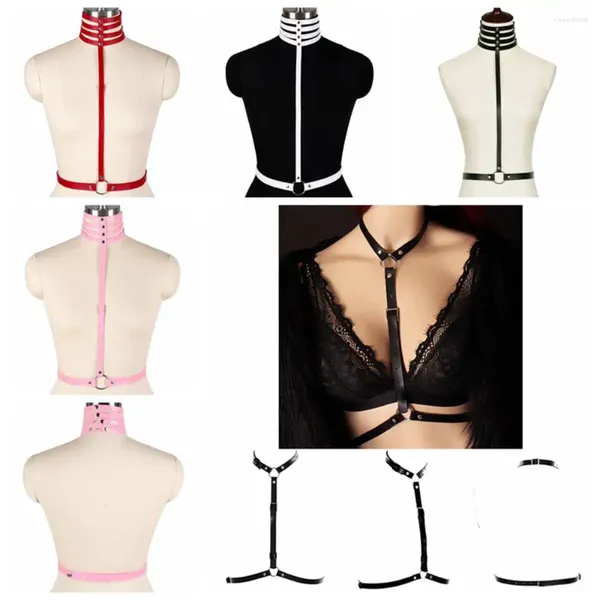 Cinturones para mujer, arnés de cuero para el pecho, liguero negro, Bondage gótico para el cuerpo, Punk, ajuste de cintura, accesorios sexys para disfraz