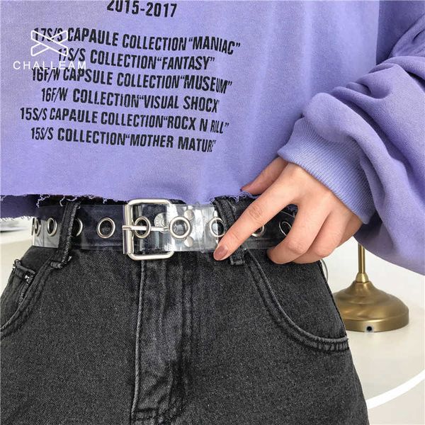 Cinturones Mujeres Clear Full Grommet Belt Diseñador femenino Punk Rivet Pin Hebilla Cintura Resina Plástico PVC Pantalones Jeans Cinturones transparentes 261 Z0223