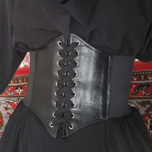 Cinturones Mujer Corsé Cinturón ancho Pu Cuero Cuerpo Cintura Negro Sexy Adelgazamiento Cintura elástica para vestido Goth Feminin Cinto Sobretudo