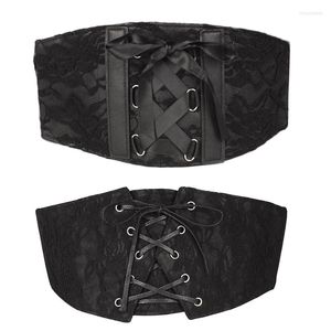 Riemen vrouwen elastische stretch brede korsetband wasspie gotische punk vintage criss-cross vatgebonden zwarte taille cincher kanten dropship