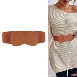 Cinturones Mujeres cintura elástica cinturón suave elegante diseño de arco cruzado de alta elasticidad de mujeres duraderas con adelgazamiento