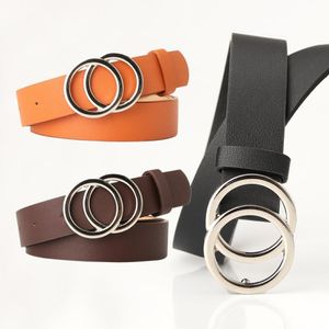 Ceintures femmes mode grosse anneau cercle de boucle métalle ceinture sauvage de ceinture sauvage dames grandes sangles en cuir pour robe de loisir jeansbelts 219e