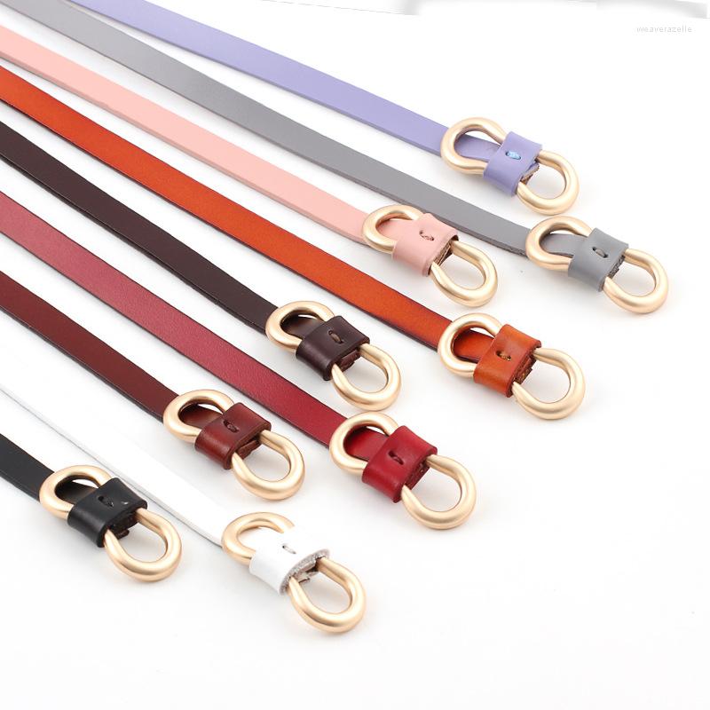 Cinturones Mujer Cuero Sintético Color Caramelo Cintura Delgada Delgada Cinturón Ajustable Correa De Vestir