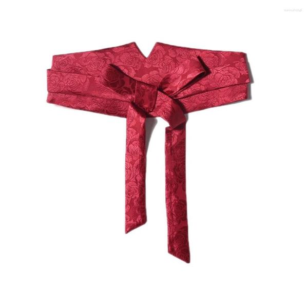 Ceintures femmes broderie florale Rose envelopper autour de la ceinture Obi bande douce Cinch taille