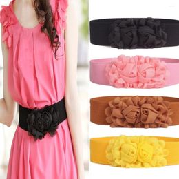 Ceintures Femmes Fille Grande Ceinture Solide Fleur Élégant Doux Élastique Minceur Wrap Cummerbunds Large Robe Taille Dame Vêtements Décoration