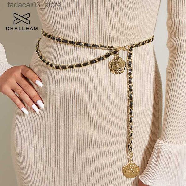 Ceintures Femmes Gold Couleur Courtette FAMALE Multicouche Multime Métal High Tassel Belly Flower Chain Body Bielry 403 Q230914