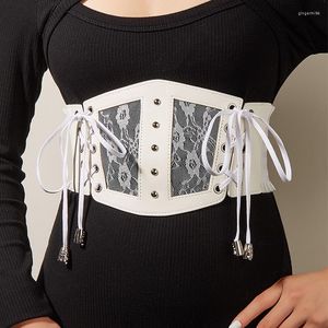 Ceintures Femmes Gothique Cummerbunds Punk Y2k Accessoires Sexy Pu Cuir Élastique Bandage Taille Ceinture Lolita Bustier Top Mince Corps Ceinture