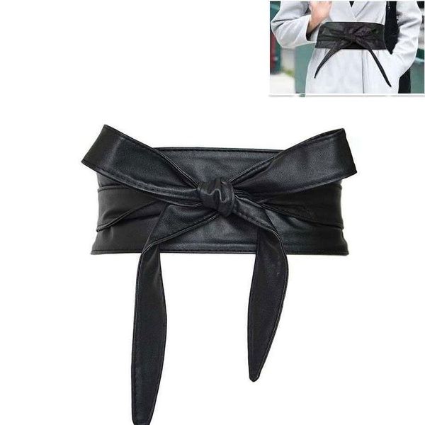Ceintures femmes à lacets ceinture nœud papillon pour plus longue reliure large ceinture cravates nœud dames robe décoration mode Pu 2023 adulte