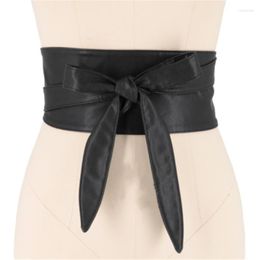 Ceintures femmes à lacets ceinture nœud papillon PU pour plus longue reliure large ceinture cravates nœud dames robe décoration mode ceintures Smal22