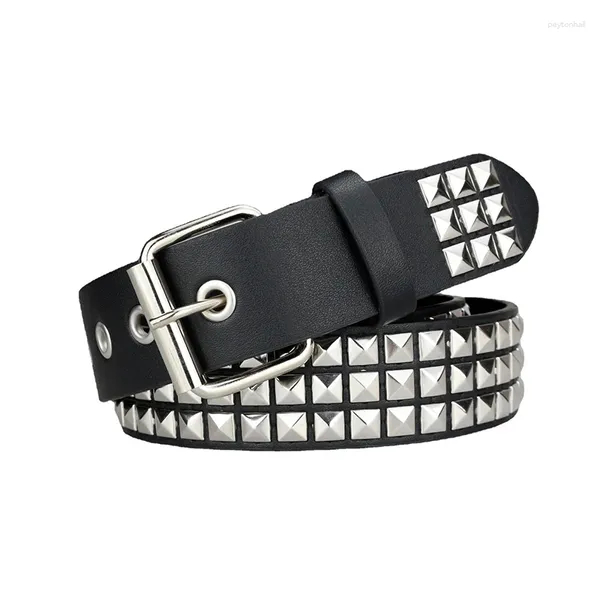 Ceintures femmes hommes ceinture en cuir PU Rivets carré perle métal Style Punk réglable Cinch 105/115/125 cm concepteur 2023