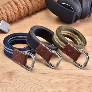 Riemen Vrouwen Mannen Dubbele Ring Gesp Canvas Riem Eenvoudige Casual Veelzijdige Jeugd Cargo Taille Band Outdoor Sport Jeans Accessoires