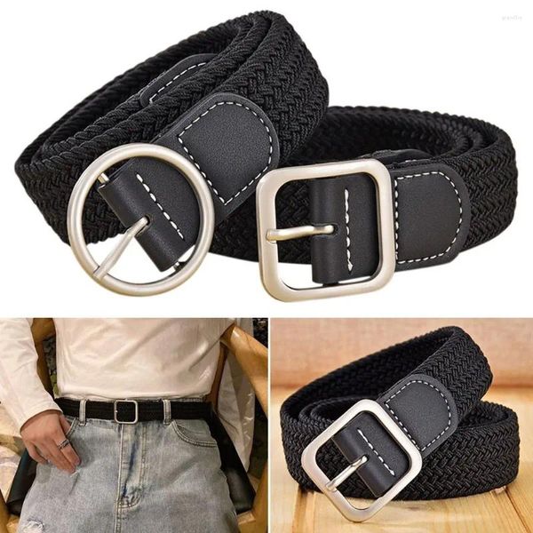 Cinturones Mujeres Hombres Jeans Casual Vintage Tejido Cintura Banda Señoras Vestido Correa Pin Hebilla Pretina Nylon Lona Trenzado Cinturón