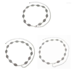 Ceintures femmes chaîne en métal taille pour robes à la mode réglable alliage ceinture accessoire crochet et boucle fermeture argent D5QB