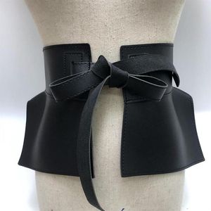 Ceintures femmes peplum ceinture jupe féminine taille en cuir fashion dames pu noire arc large robes de harnais de créateurs 297d