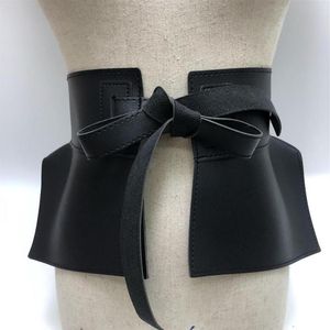 Ceintures femmes peplum ceinture jupe féminine taille en cuir fashion dames pu noir arc large robes de harnais de créateur