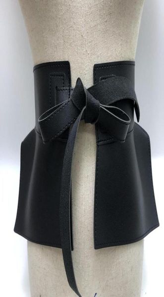 Ceintures femmes peplum ceinture jupe féminine taille en cuir fashion dames pu noire arc large robes de harnais de créateurs 9637878
