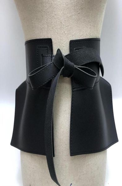 Ceintures femmes peplum ceinture jupe féminine taille en cuir fashion dames pu noire arc large robes de harnais de créateurs 4733990