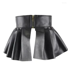 Ceintures femmes ceinture en cuir PU jupe jupes plissées large ceinture élastique classique jarretelles extensibles Peplum Cinch