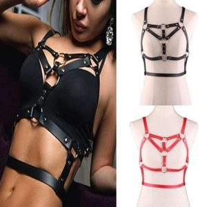 Riemen dames punk lederen lingerie harnas sexy bh rarter riem body bondage kooi crop top suspenders Harajuku strapsbelts224o