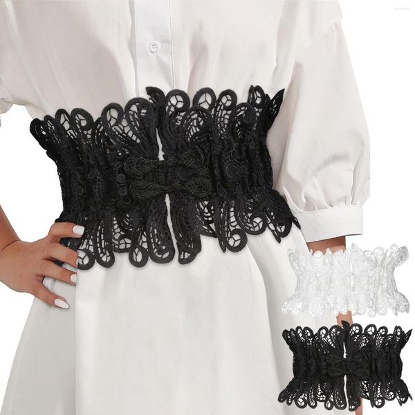 Ceintures femmes rétro bouton dentelle ceinture corset large pour noire blanche féminine self lie gaignand robe de mariée