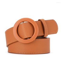 Riemen Damesriem Ronde gesp PU-leer Mode-accessoires Tailleband Bruin Rood Kaki Taille Ceinture Femme Luxe Cinto