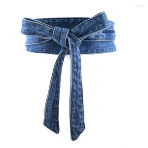 Ceintures Ceinture en jean pour femme Ceinture large Corset Cincher Auto-nouée Wrap Around Obi Boho Dress Waistband