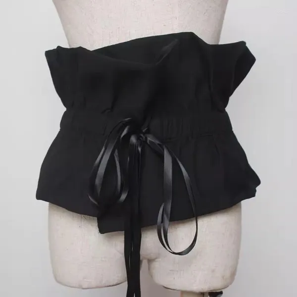 Ceintures de la mode féminine blanc noir tissu corset femelle cummerbund manteau de taille robe décation large ceinture j262