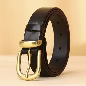 Cinturones Cinturón de cuero genuino para mujer Correa de transporte Casual Hebilla de latón sólido Diseñador ajustable de alta calidad