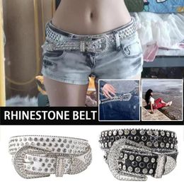 Riemen Dames Jeans Strass Grote Maat Riem Heren Punk Leer HipHop Mode Glanzend Y2K Design Klinknagel Rock Stijl Denim Bel E5V6