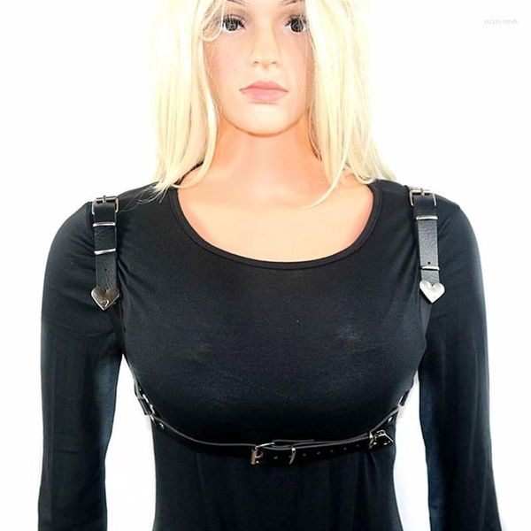 Cinturones Cinturón de cuero para mujer Hecho a mano Sexy Body Top Correas Arnés Bondage Mujeres Pecho Jaula Punk Liga Cintura gótica