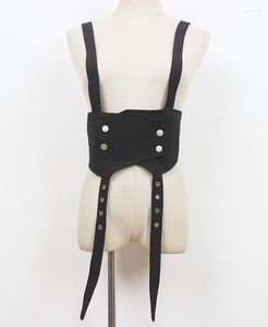 Cinturones Moda de pasarela para mujer Chaleco de tela negra Cummerbunds Vestido femenino Corsés Cinturón Decoración Cinturón ancho R2726