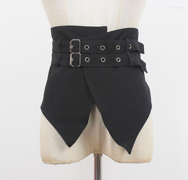 Ceintures femmes piste mode tissu noir Cummerbunds femme robe Corsets ceinture décoration large ceinture R622
