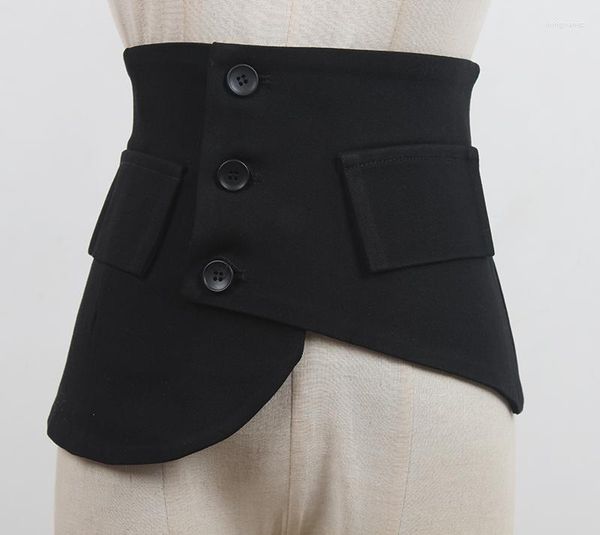 Ceintures femmes piste mode noir tissu Cummerbunds femme robe manteau Corsets ceinture décoration large ceinture R391