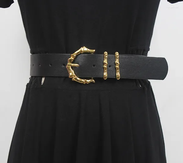 Cinturones de pasarela para mujer, fajas de cuero PU negro a la moda, corsés para vestido femenino, decoración de cintura, cinturón ancho R2643
