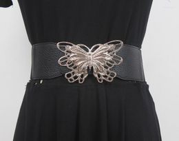 Riemen vrouwen Runway Fashion Vlinder PU Leer Elastische Cumberbanden Vrouwelijke Jurk Korsetten Tailleband Decoratie Brede Riem R1807