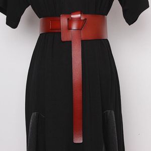 Cinturones de la pista femenina moda de cuero genuino cummerbunds vestidos femeninos corsés decoración de cintura ancho r2467 183e