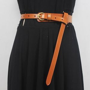 Cinturones de moda de pasarela para mujer, fajas de cuero genuino, corsés de vestir para mujer, decoración de cintura, cinturón estrecho R143