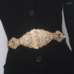 Ceintures femmes piste mode or boucle élastique Cummerbunds femme robe Corsets ceinture décoration large ceinture R1667