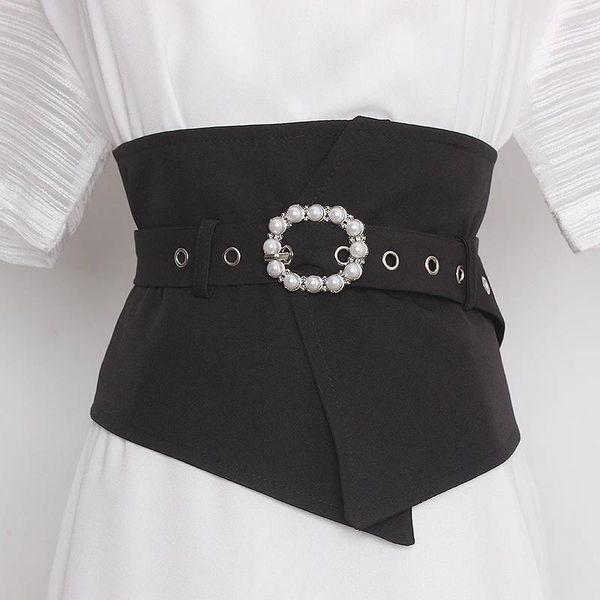 Ceintures Fashion Fashion Fashion Perle Boucle noire Tissu Cummerbunds Corons de robe féminine Décoration de la ceinture largeur TB1760