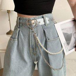 Ceintures Femmes Transparent Coeur Ceinture Punk Chaîne Pour Pantalon Papillon Rivet Boucle Boucle Taille Sangle Claire Résine PVC Jeans