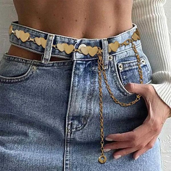 Ceinture de la chaîne de taille pour femmes argent en or de luxe avec cœur pour robe franges décoration ceinture bijoux corporel