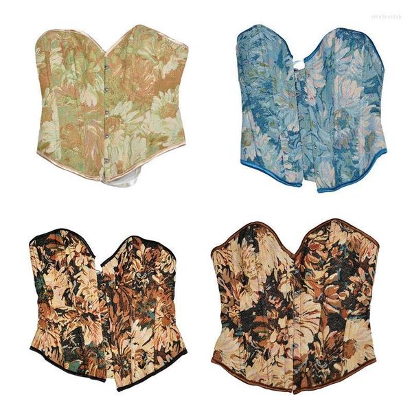 Ceintures Femmes Sexy Sans Bretelles Recadrée Tube Top À Lacets Réservoir Bustier Sheer Sans Bretelles Corps Shaper Imprimé Corset ShapewearCeintures Emel22