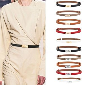 Ceintures femmes ceinture en cuir maigre couleur unie alliage tour serrure ceinture réglable taille mince pour robe jean manteau ceinture