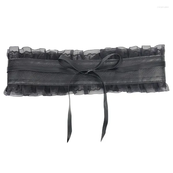 Ceintures femmes ceinture extensible noir polyvalent sexy sous le buste corset banquet corps minceur dentelle plissée taille large