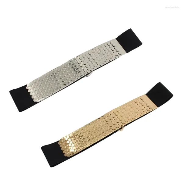 Ceintures Femmes Stretch Belt With Fish Scale Texture Sexy Under Bust