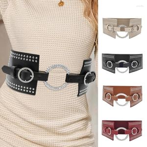 Ceintures Femmes Stretchy Belt Belt Vintage Elegant large corset élastique Corde décorative avec boucle en gros de strass