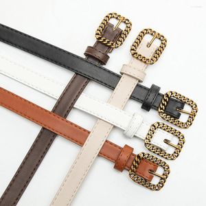 Ceintures femmes ceinture fine en cuir PU robe en jean ceinture décontractée couleur unie taille réglable Vintage tout Match